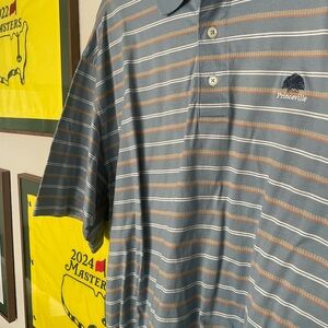 Ashworth Princeville Golf Polo Mens L Blue Striped Hawaii Country Club Shirt